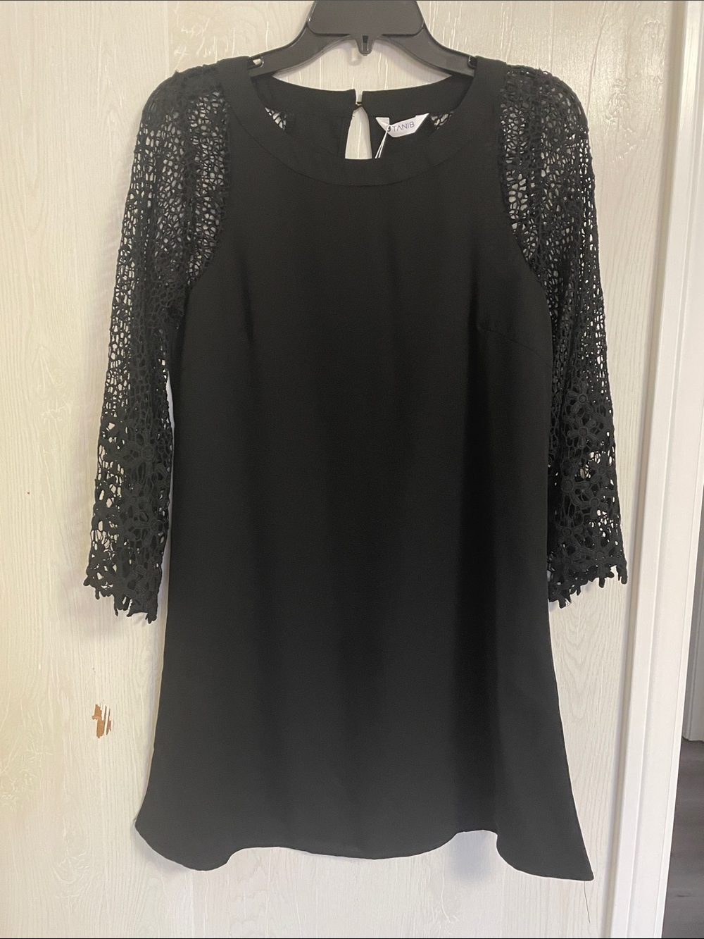 Stanley Black Mini Dress with Crochet Sleeves